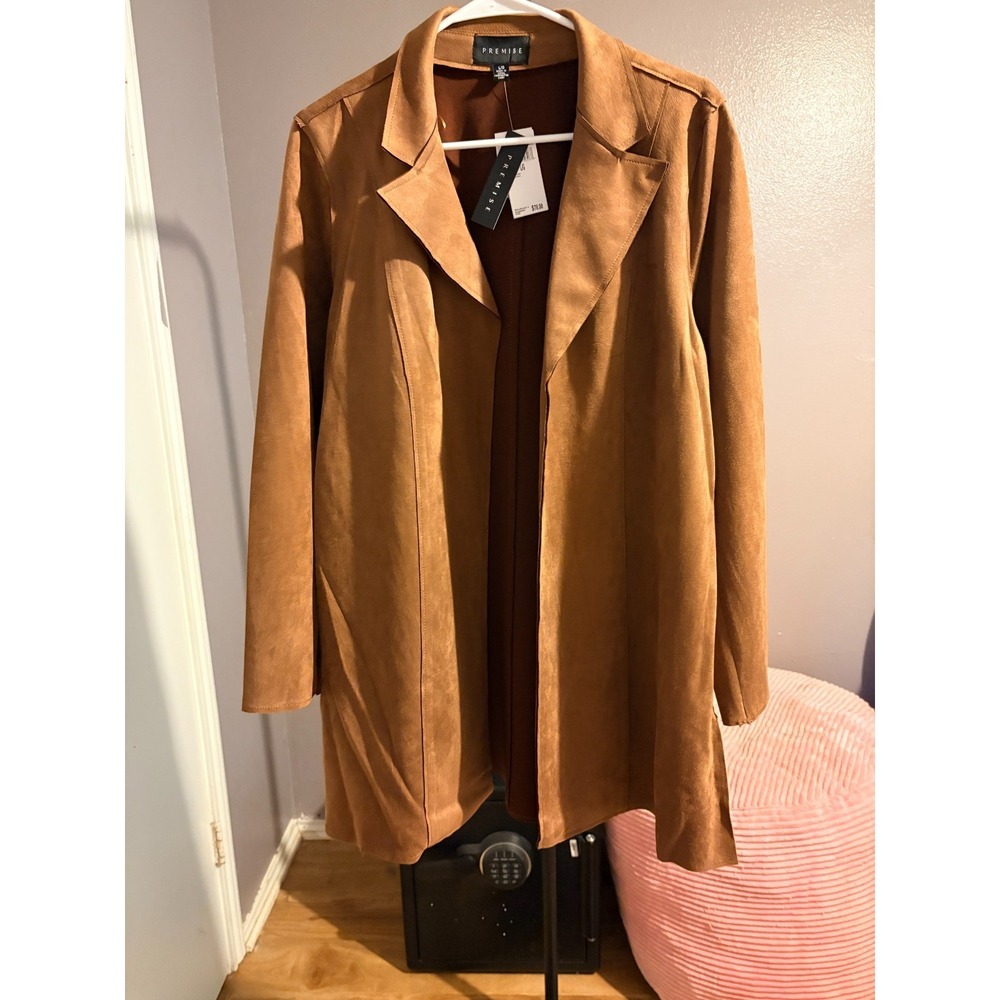 Premise Brown Faux Suede Womenn's Jacket L - NWT